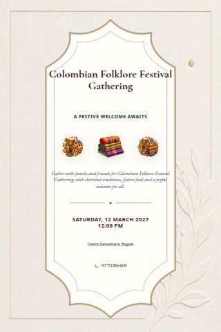 Colombian Folklore Festival Gathering invitation preview