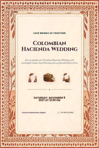 Colombian Hacienda Wedding invitation preview