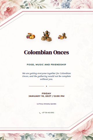 Colombian Onces invitation preview