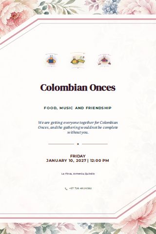 Colombian Onces invitation design preview