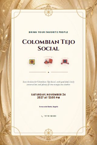 Colombian Tejo Social invitation design preview