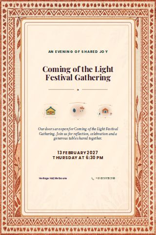 Coming of the Light Festival Gathering invitation design preview
