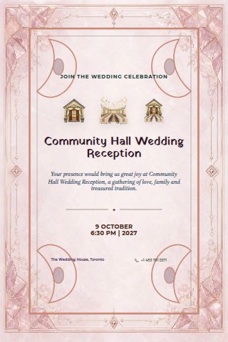 Community Hall Wedding Reception invitation preview