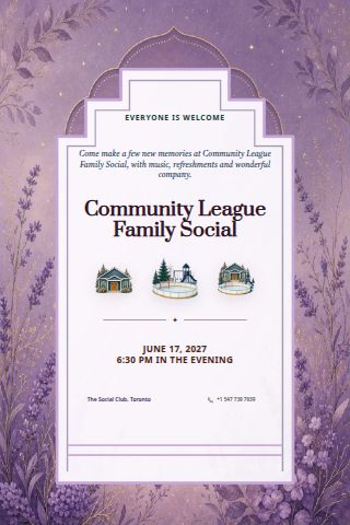 Community League Family Social invitation preview