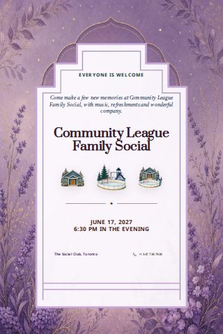 Community League Family Social invitation design preview