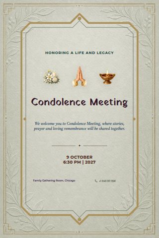 Condolence Meeting invitation preview