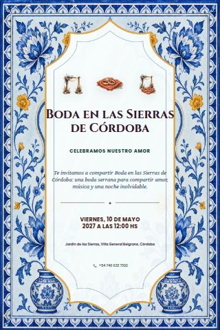 Córdoba Sierras Wedding invitation preview