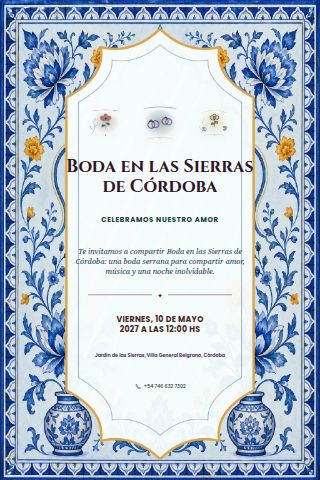 Córdoba Sierras Wedding invitation design preview