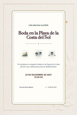 Costa del Sol Beach Wedding invitation design preview
