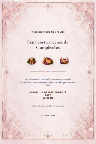 Costa Rican Adult Birthday Dinner invitation preview