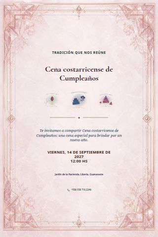 Costa Rican Adult Birthday Dinner invitation design preview