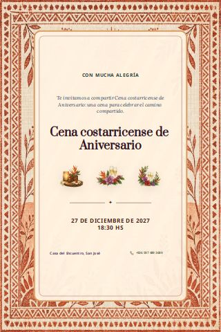 Costa Rican Anniversary Dinner invitation preview