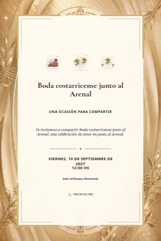 Costa Rican Arenal Lakeside Wedding invitation design preview