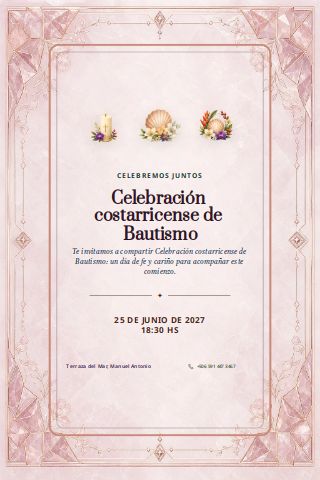 Costa Rican Baptism Celebration invitation preview