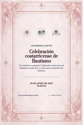 Costa Rican Baptism Celebration invitation design preview