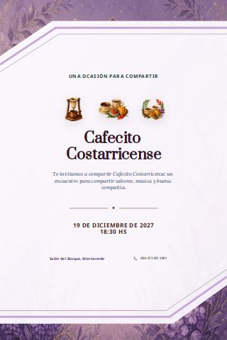 Costa Rican Cafecito Gathering invitation preview