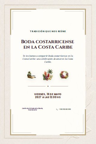 Costa Rican Caribbean Coast Wedding invitation preview