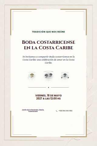 Costa Rican Caribbean Coast Wedding invitation design preview
