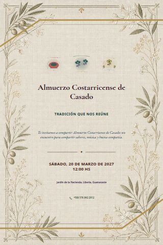 Costa Rican Casado Lunch invitation design preview