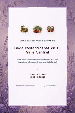 Costa Rican Central Valley Coffee Estate Wedding invitation preview