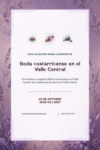 Costa Rican Central Valley Coffee Estate Wedding invitation design preview