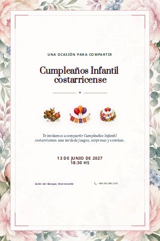 Costa Rican Children's Birthday invitation preview