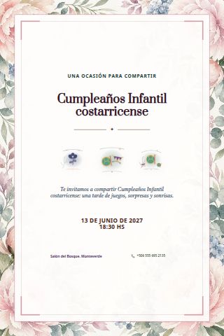Costa Rican Children's Birthday invitation design preview