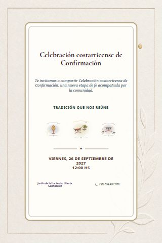 Costa Rican Confirmation Celebration invitation design preview