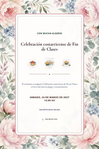 Costa Rican End-of-School Celebration invitation design preview