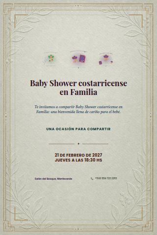 Costa Rican Family Baby Shower invitation design preview