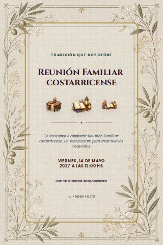 Costa Rican Family Reunion invitation preview