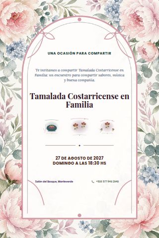 Costa Rican Family Tamalada invitation design preview