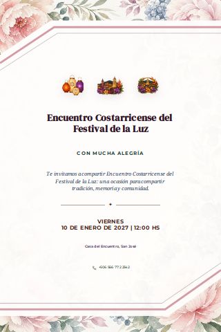 Costa Rican Festival of Light Gathering invitation preview