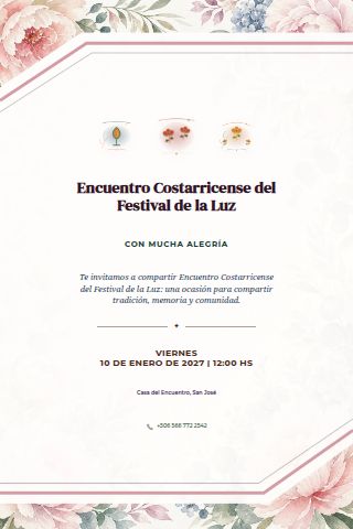 Costa Rican Festival of Light Gathering invitation design preview