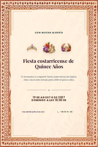 Costa Rican Fiesta de Quince invitation preview