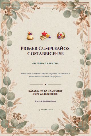 Costa Rican First Birthday invitation preview