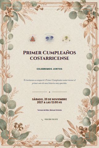 Costa Rican First Birthday invitation design preview