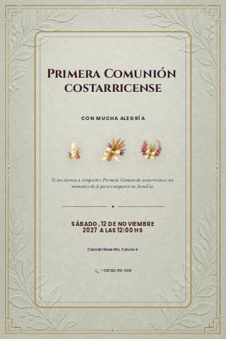 Costa Rican First Communion invitation preview
