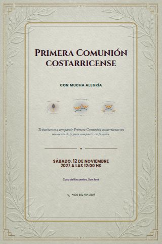 Costa Rican First Communion invitation design preview