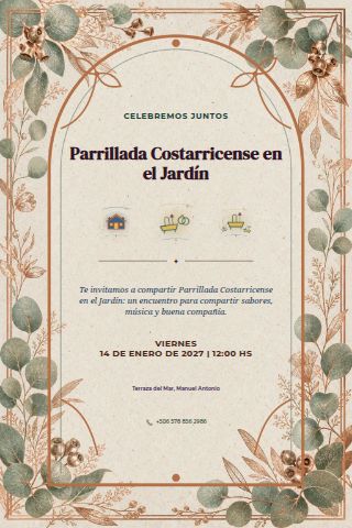 Costa Rican Garden Parrillada invitation design preview