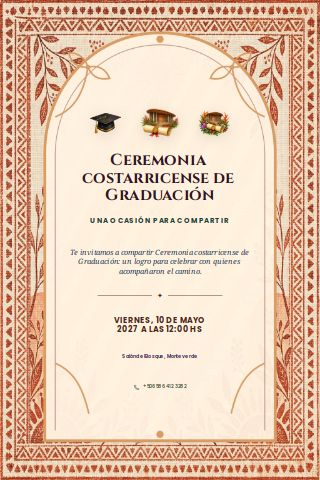 Costa Rican Graduation Ceremony invitation preview