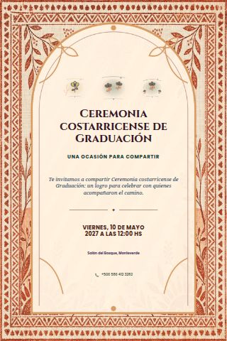 Costa Rican Graduation Ceremony invitation design preview
