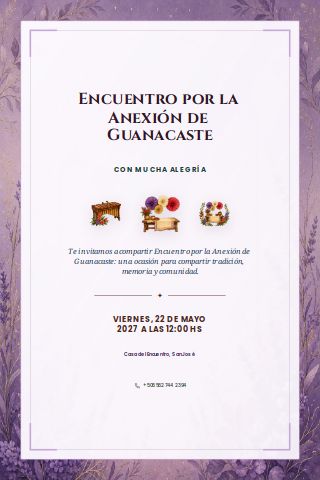Costa Rican Guanacaste Annexation Gathering invitation preview