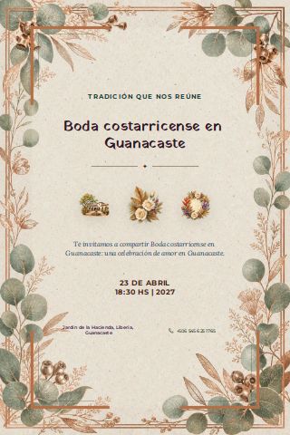 Costa Rican Guanacaste Hacienda Wedding invitation preview