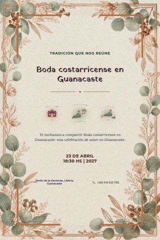 Costa Rican Guanacaste Hacienda Wedding invitation design preview
