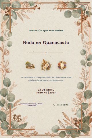 Guanacaste Hacienda Wedding invitation design