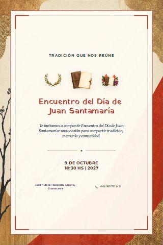 Costa Rican Juan Santamaría Day Gathering invitation preview