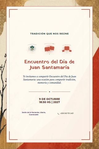 Costa Rican Juan Santamaría Day Gathering invitation design preview