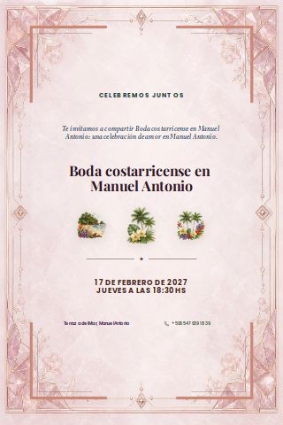 Costa Rican Manuel Antonio Beach Wedding invitation preview