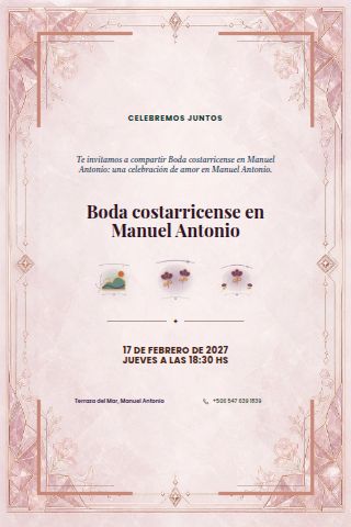 Costa Rican Manuel Antonio Beach Wedding invitation design preview